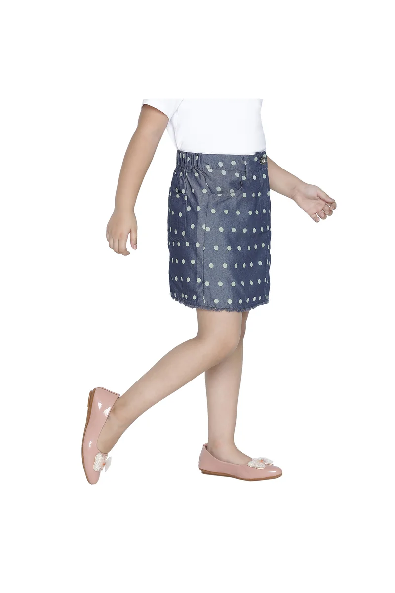 Spyby Girls Blue Polka Color Skirt - 3