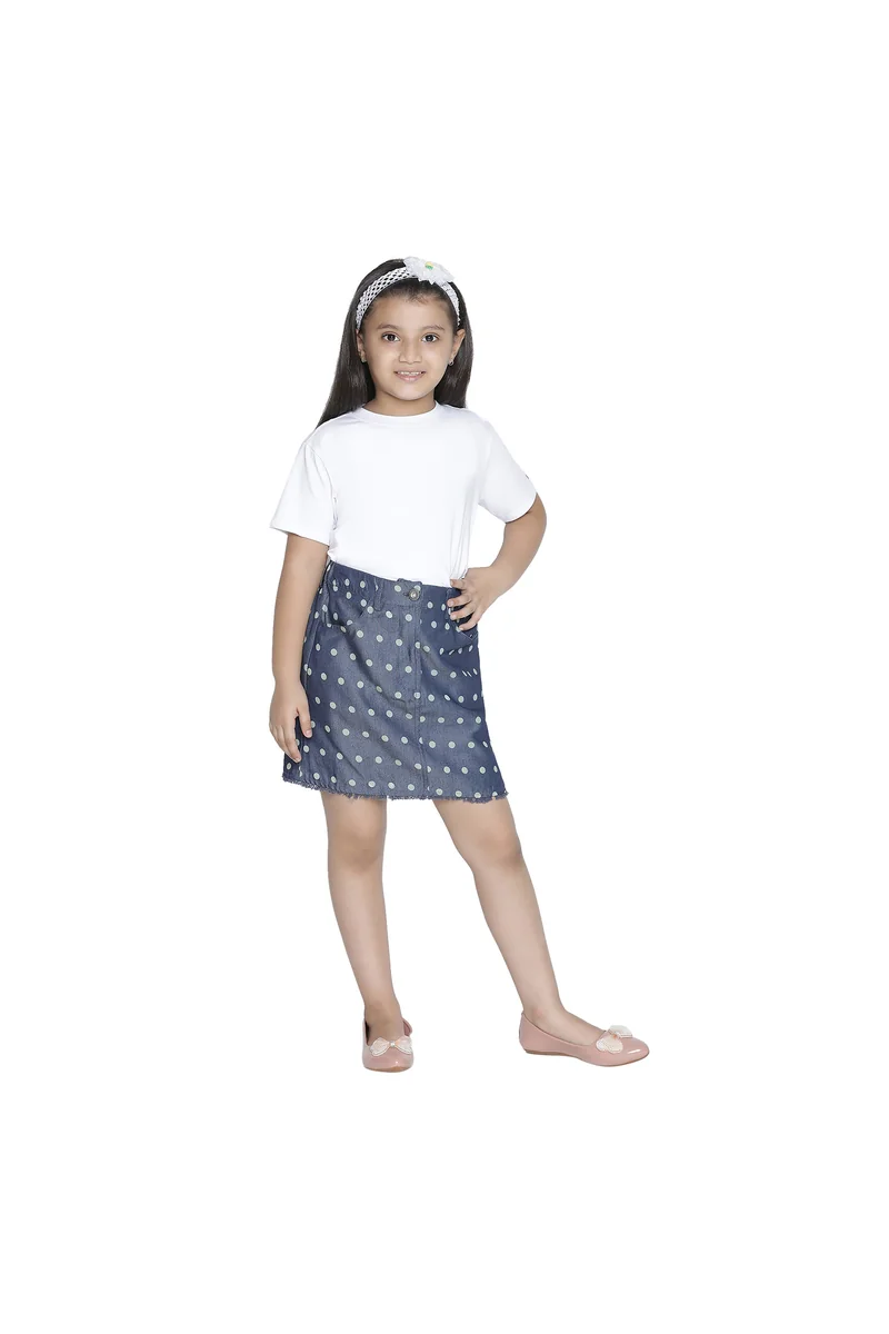 Spyby Girls Blue Polka Color Skirt - 5
