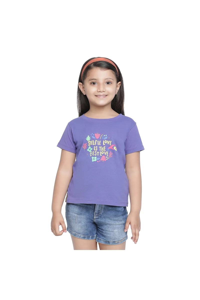 Spyby Girls Purple Color T-Shirt