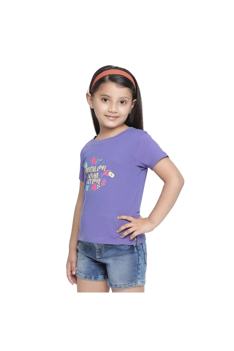 Spyby Girls Purple Color T-Shirt - 2