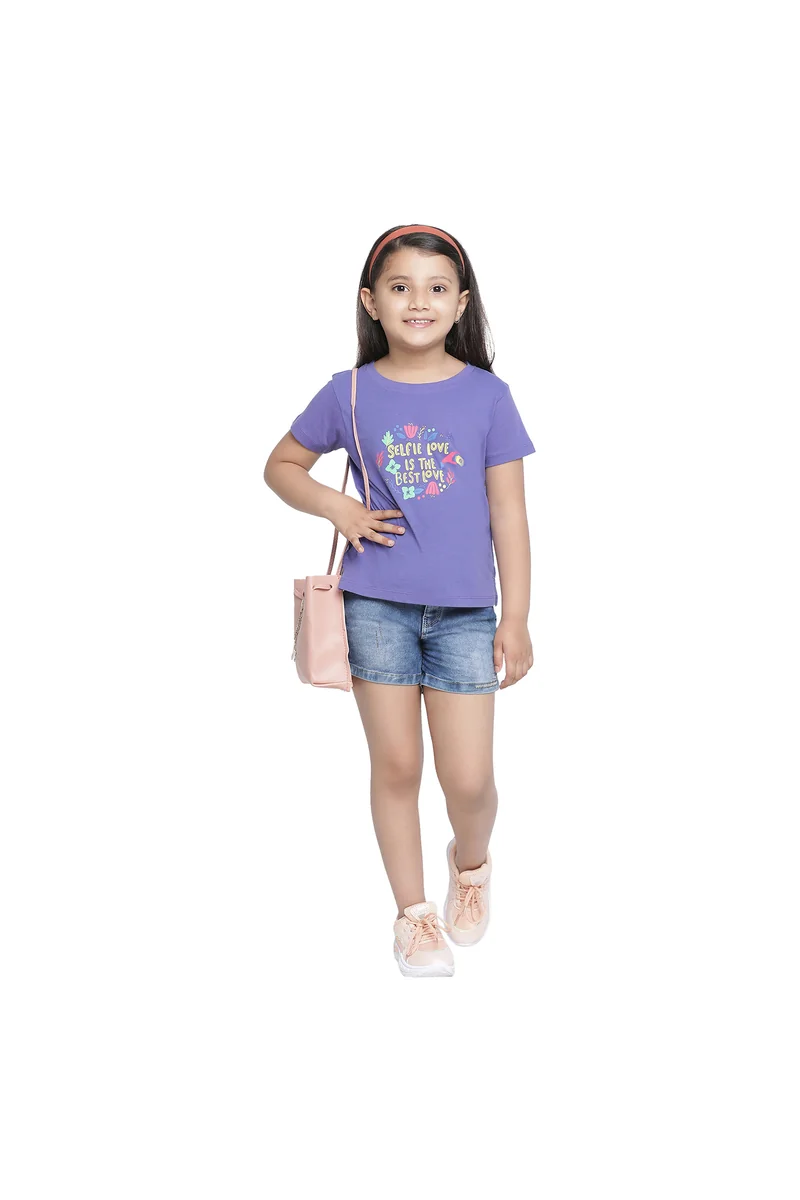 Spyby Girls Purple Color T-Shirt - 3