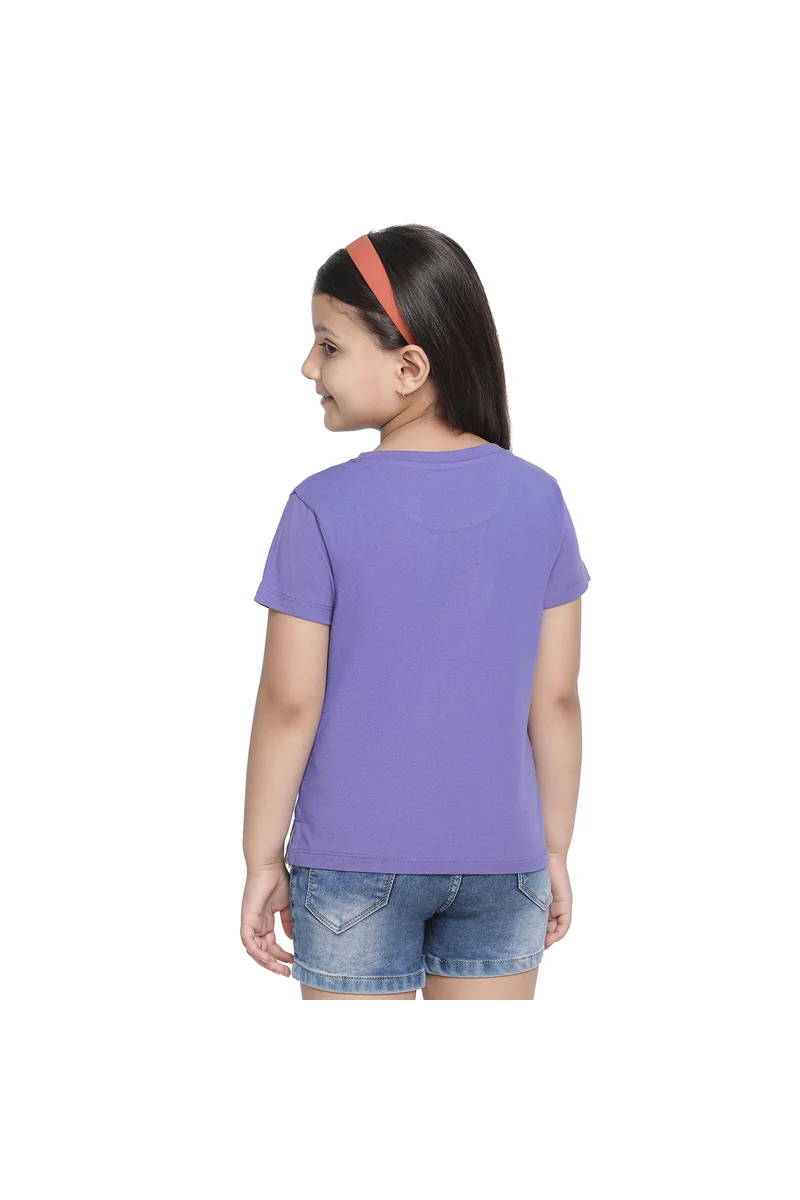 Spyby Girls Purple Color T-Shirt - 4