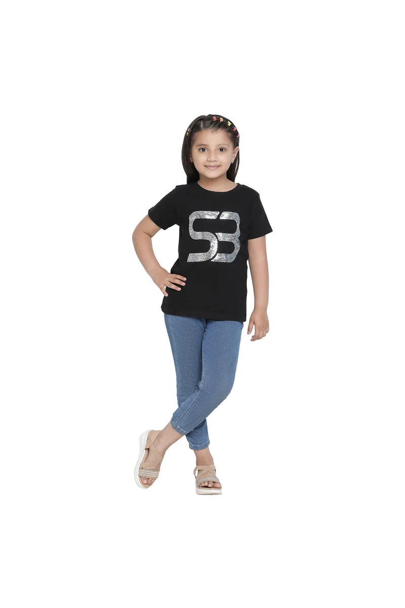 Spyby Girls Black Color T-Shirt - 2