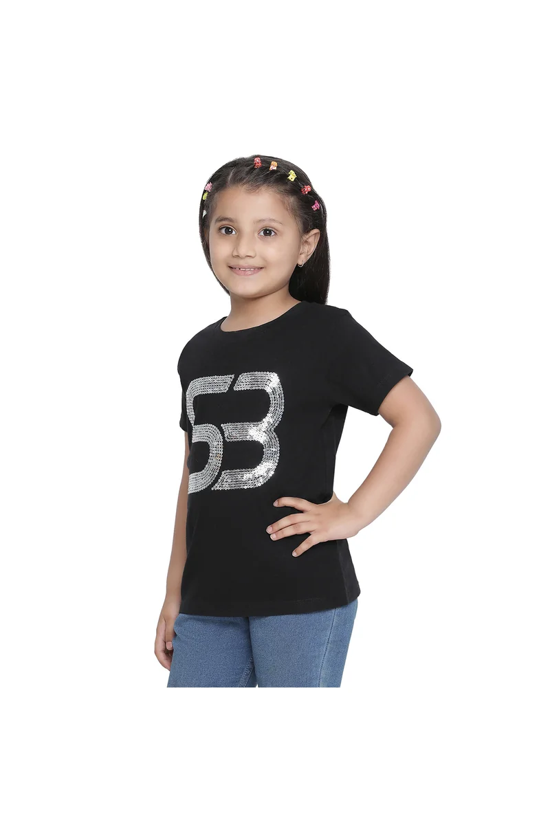 Spyby Girls Black Color T-Shirt - 3