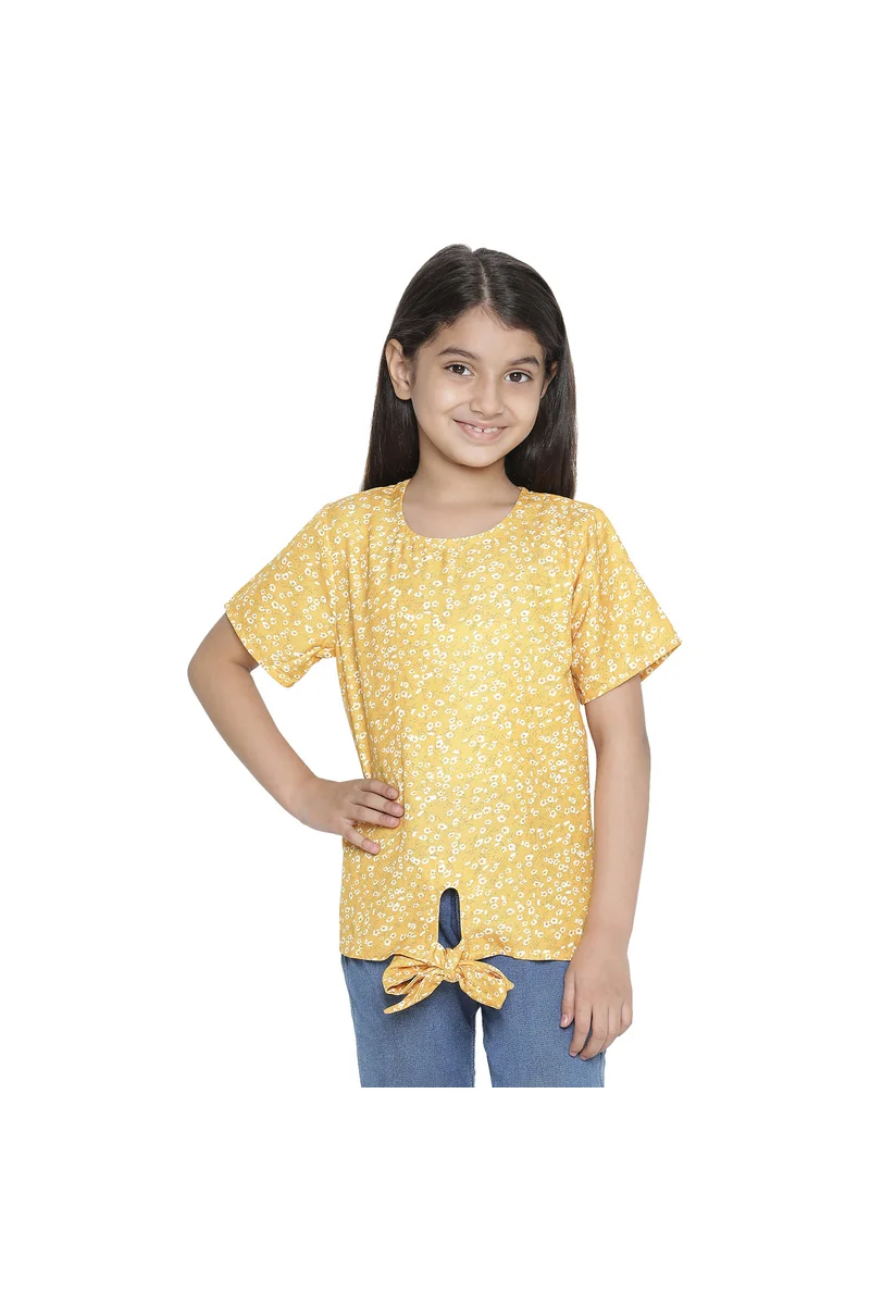 Spyby Girls Yellow Floral Ditsy Print Top