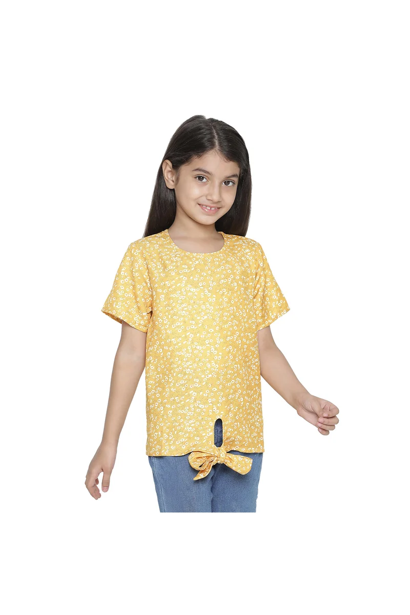 Spyby Girls Yellow Floral Ditsy Print Top - 2