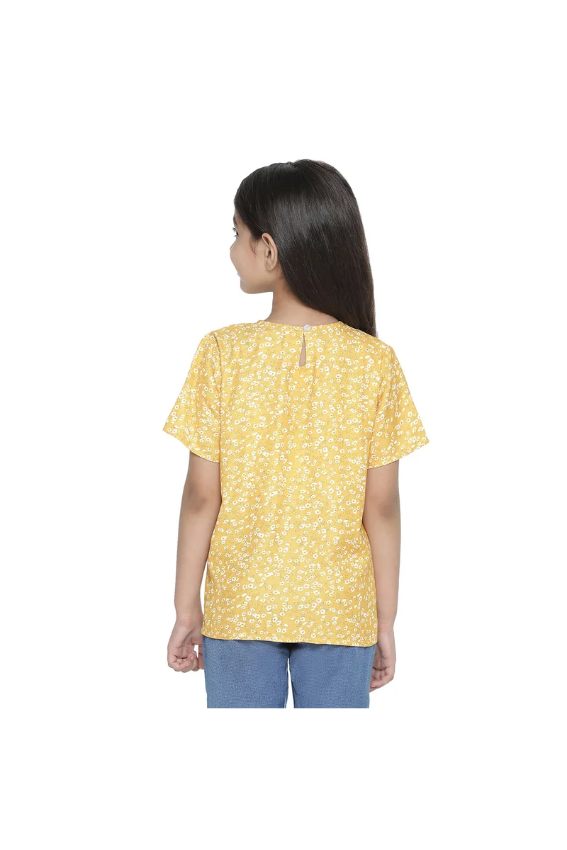 Spyby Girls Yellow Floral Ditsy Print Top - 3