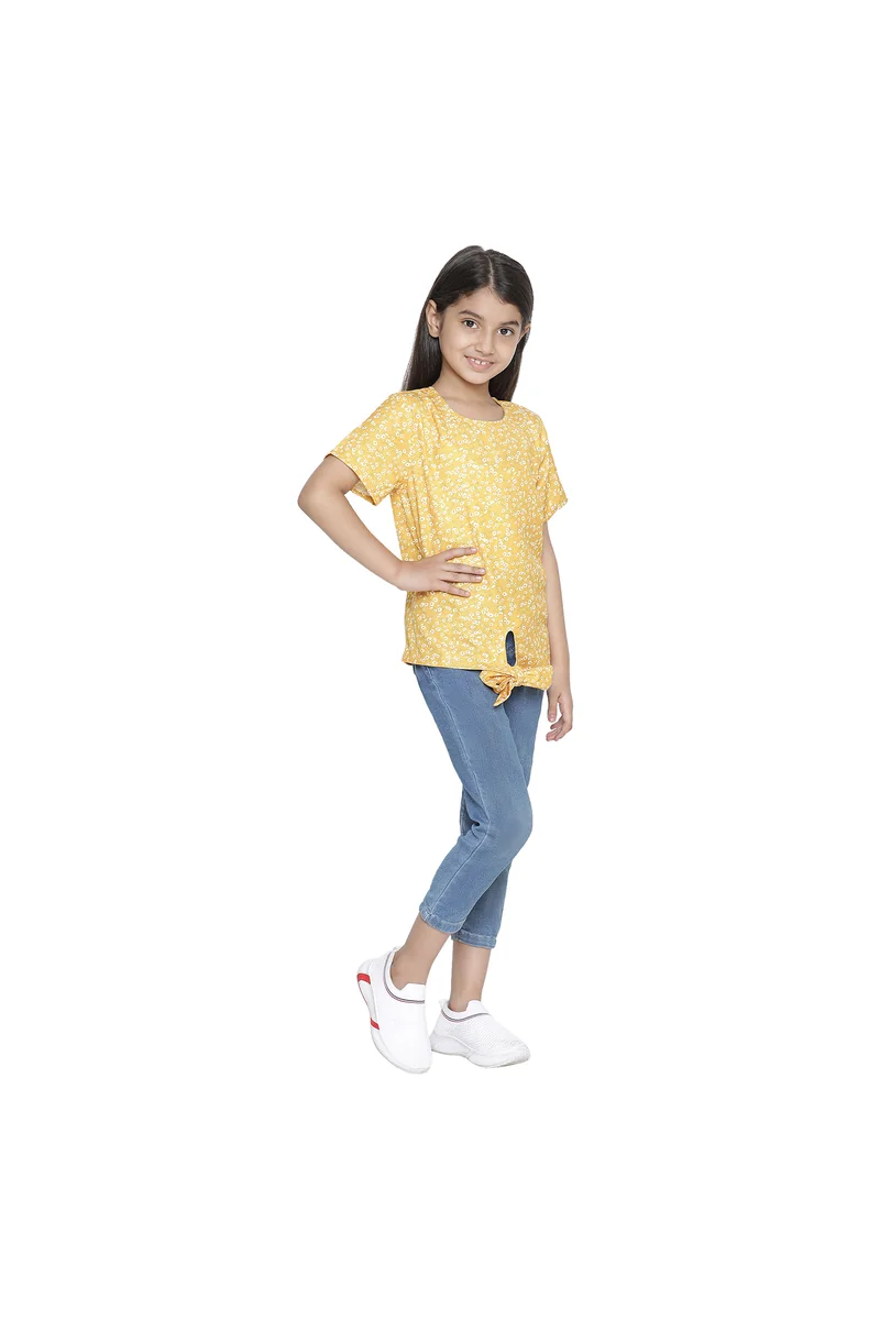 Spyby Girls Yellow Floral Ditsy Print Top - 4