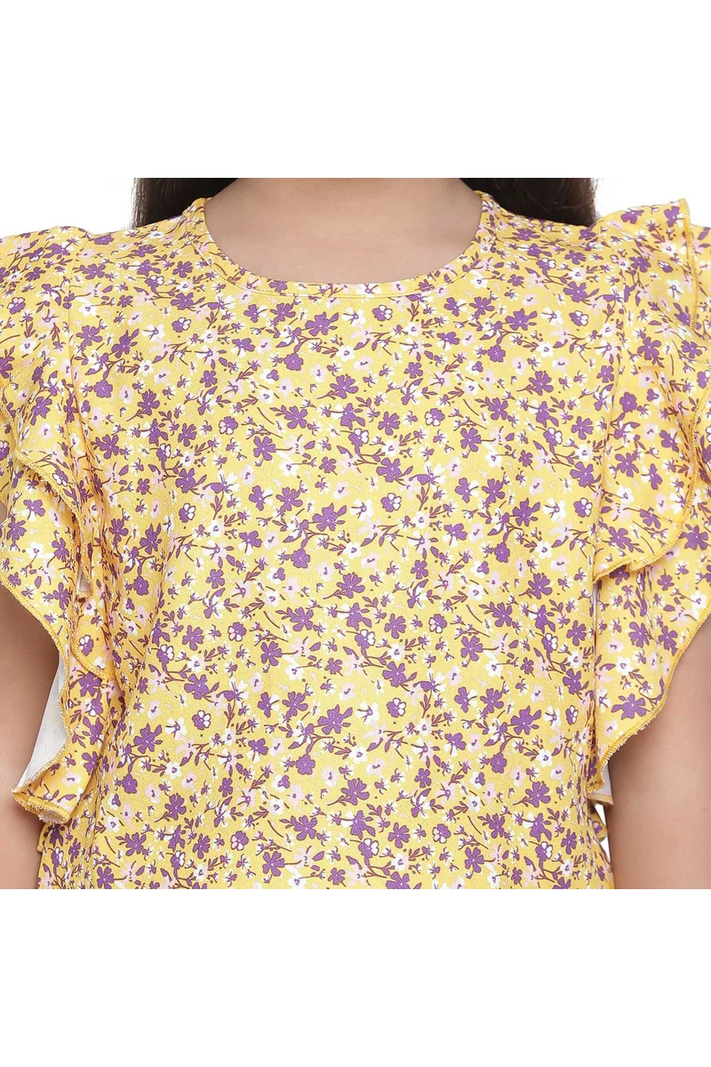 Spyby Girls Yellow Floral Ditsy Print Top - 5