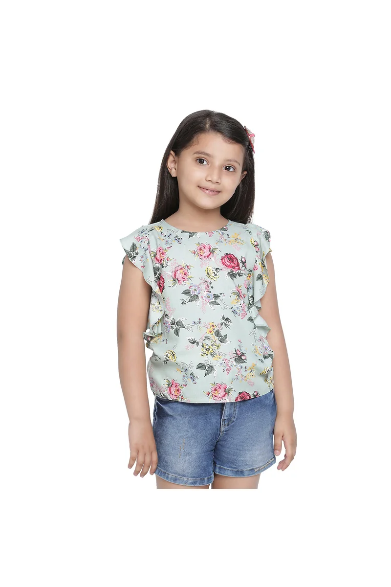 Spyby Girls Green Color Top