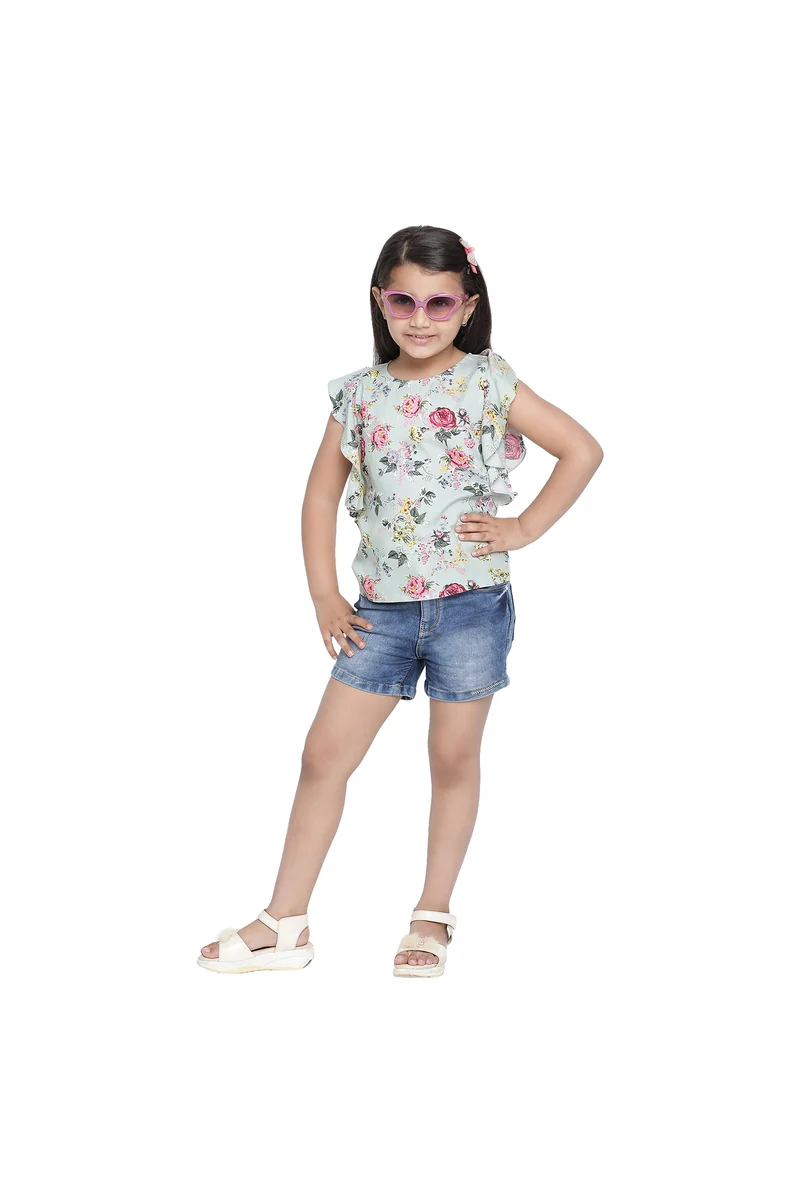 Spyby Girls Green Color Top - 2