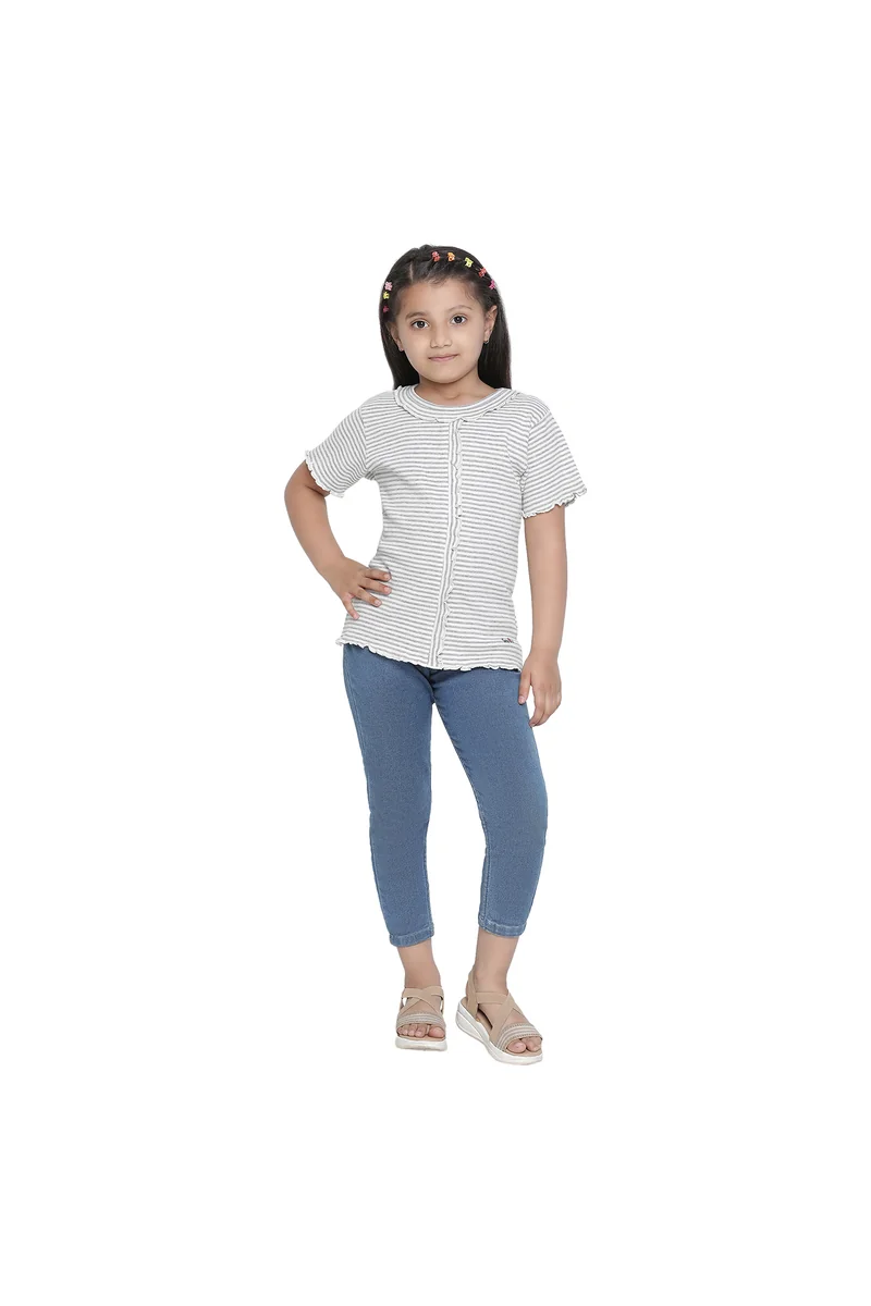 Spyby Girls Multicolor Strip Print Top - 2