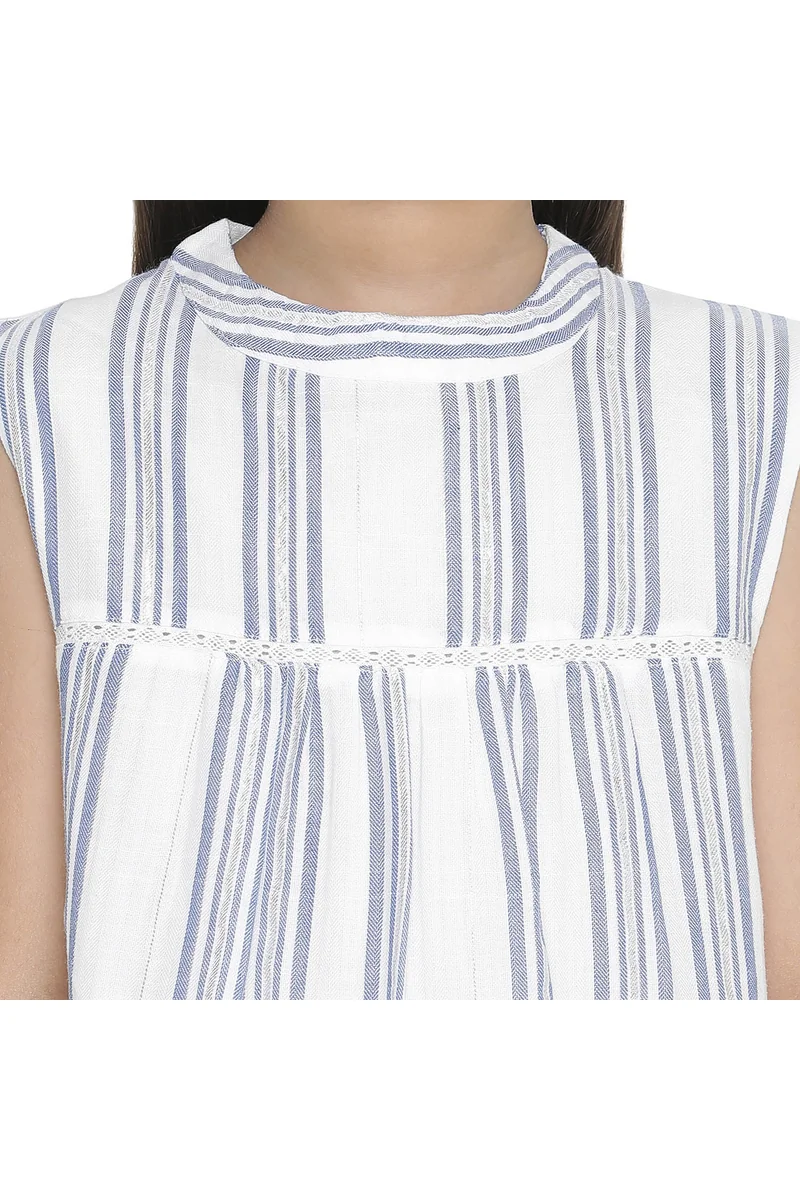 Spyby Girls Blue Stripe Color Top - 5
