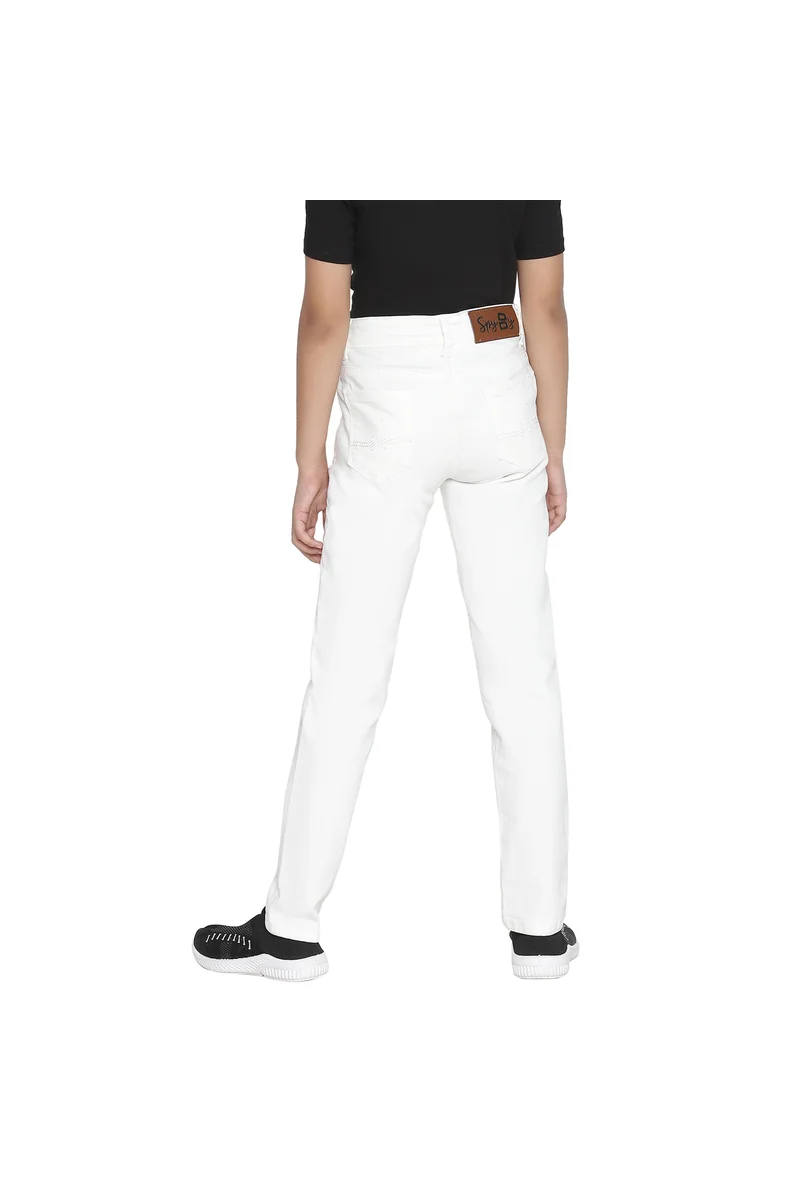 Spyby Girls White Color Jeans - 4