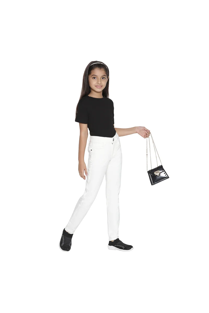 Spyby Girls White Color Jeans - 5