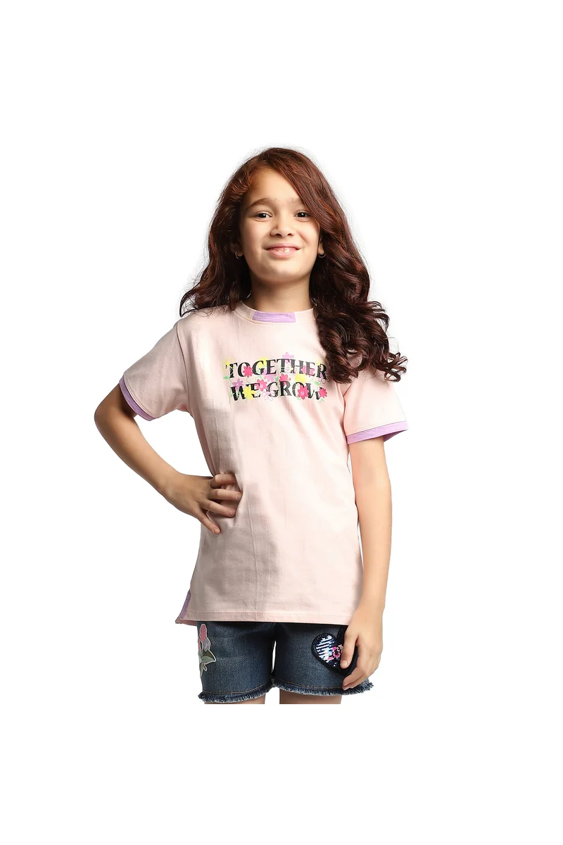 Spyby Girls Peach Color T-Shirt