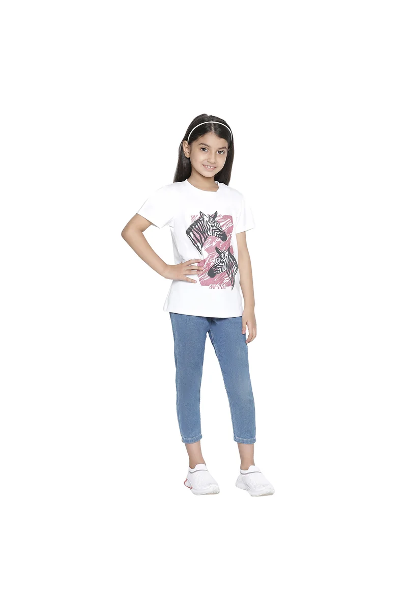 Spyby Girls White Color T-Shirt - 2