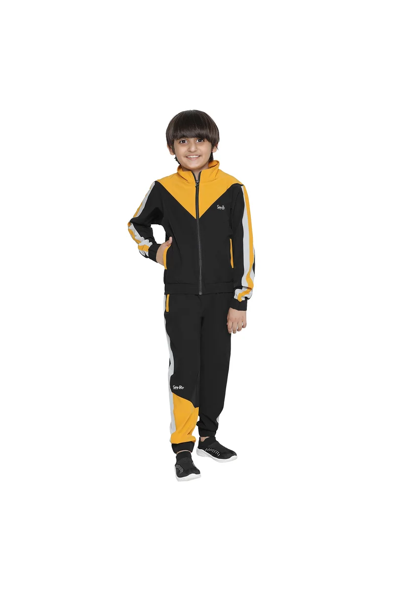 Spyby Boys Musturd Black Track Suit - 4