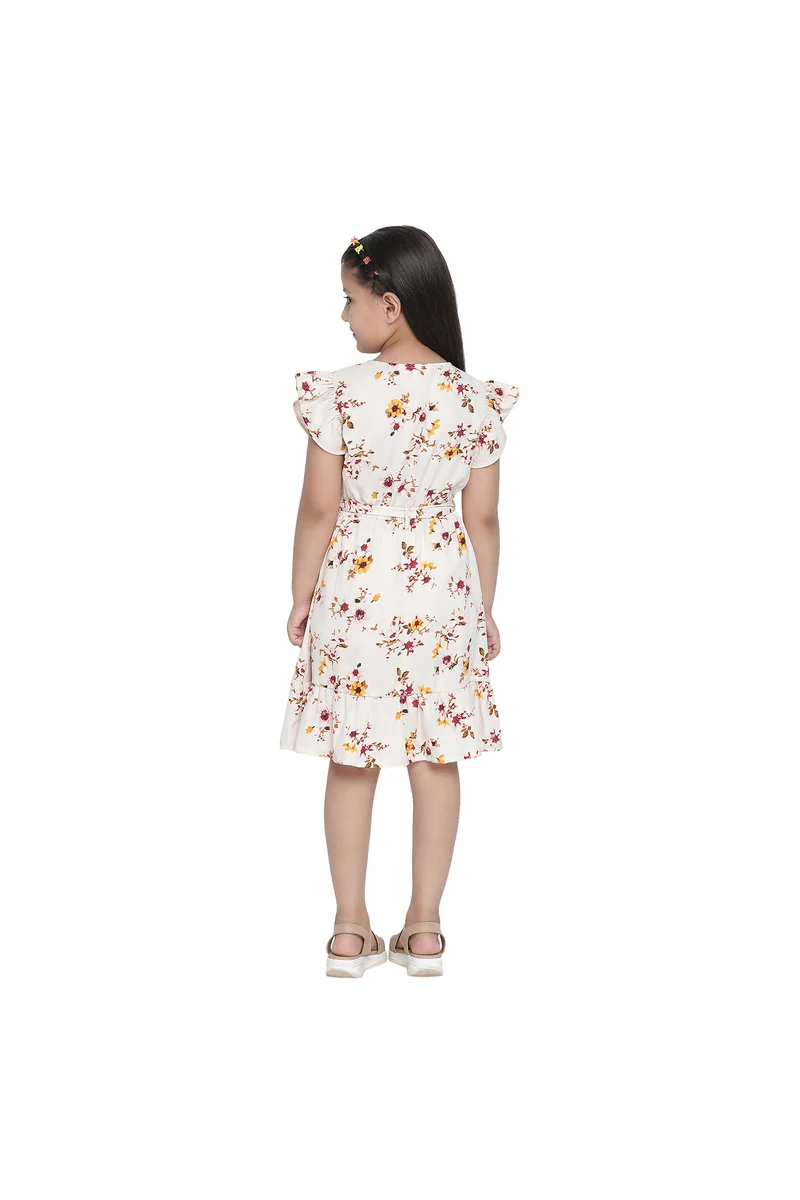 Spyby Girls Pink Color Floral Print Dress - 4
