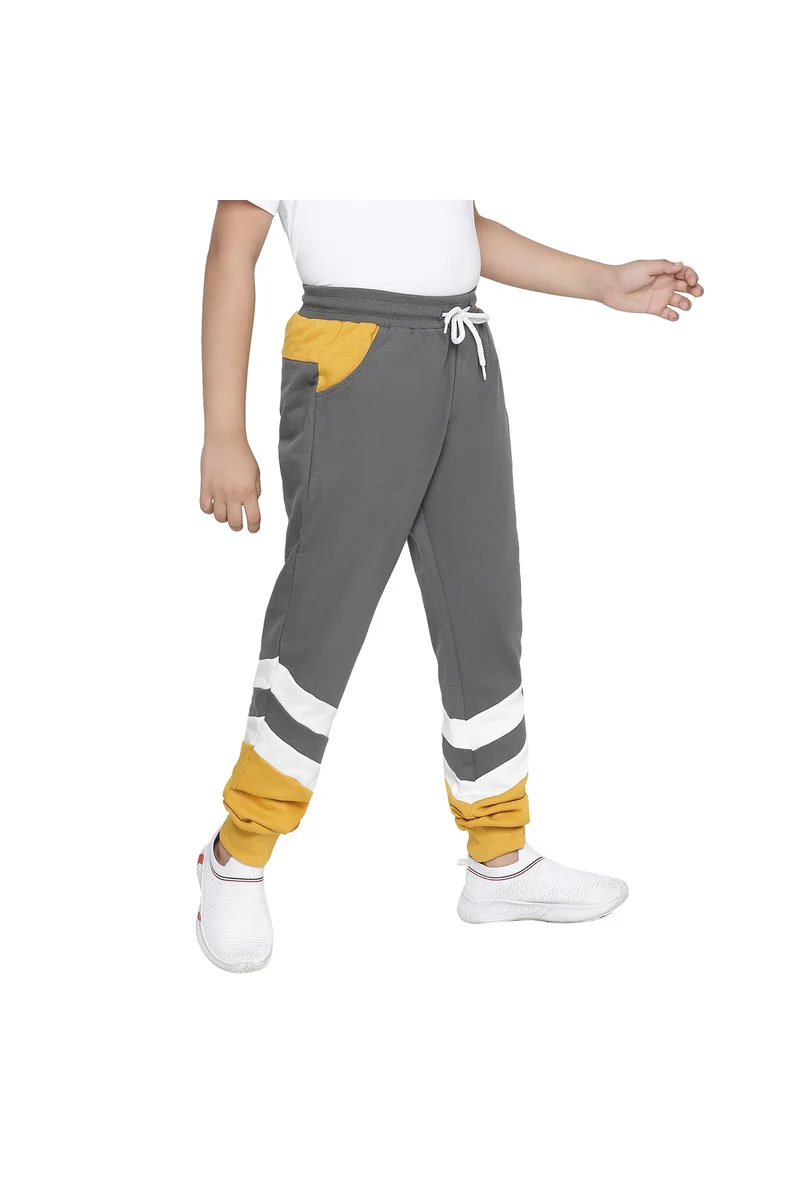 Spyby Boys Yellow Color Strip Print Jogger - 2