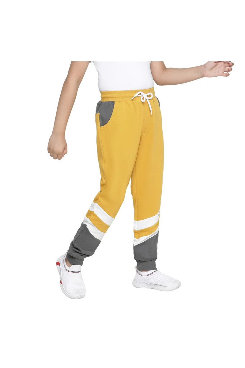 Spyby Boys Grey Color Strip Print Jogger - 2