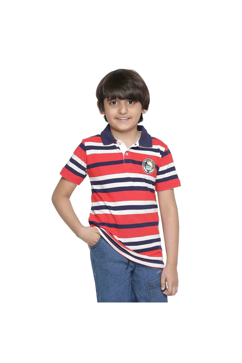 Spyby Boys Multicolor Strip Print T-Shirt