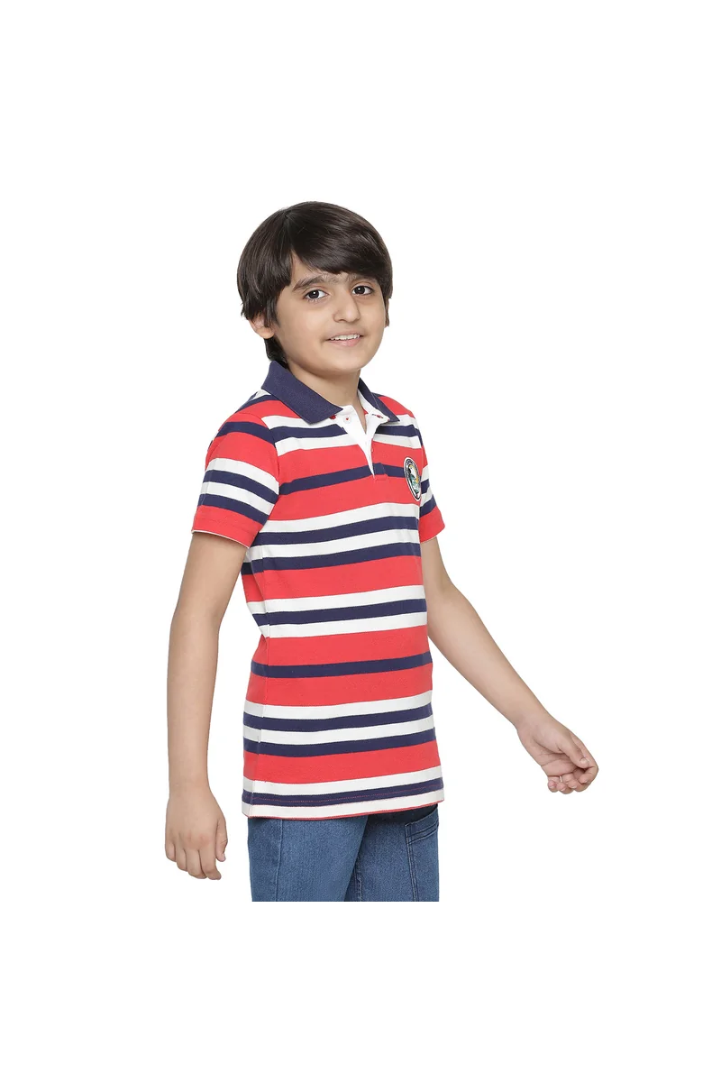 Spyby Boys Multicolor Strip Print T-Shirt - 2