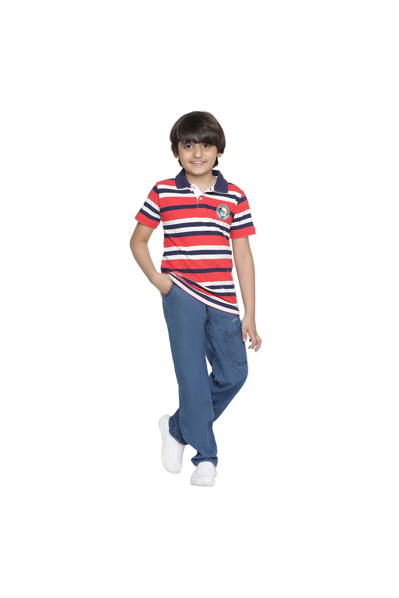 Spyby Boys Multicolor Strip Print T-Shirt - 4