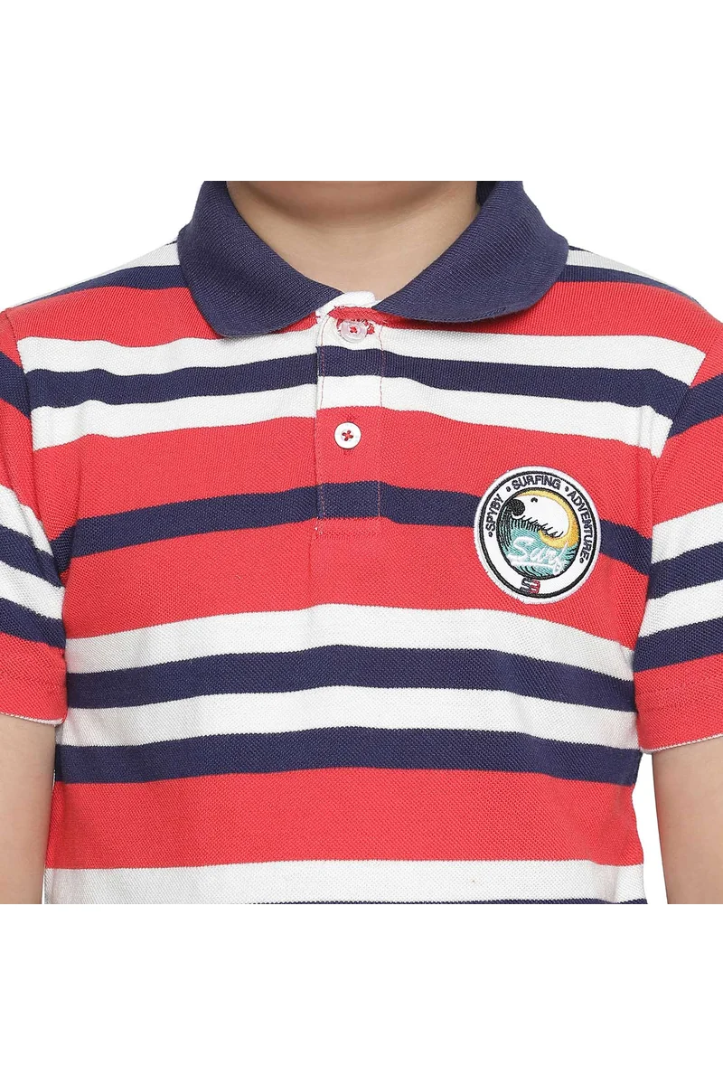 Spyby Boys Multicolor Strip Print T-Shirt - 5
