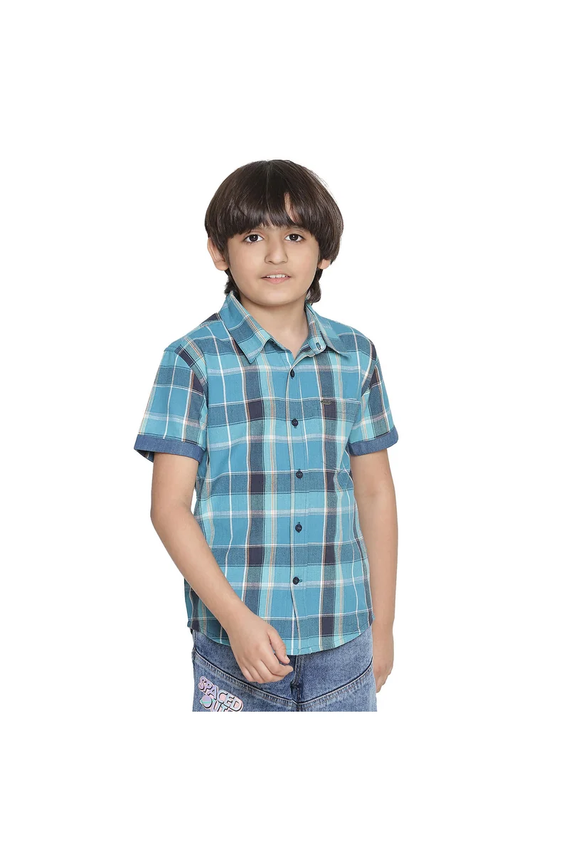 Spyby Boys Blue Check Print Shirt