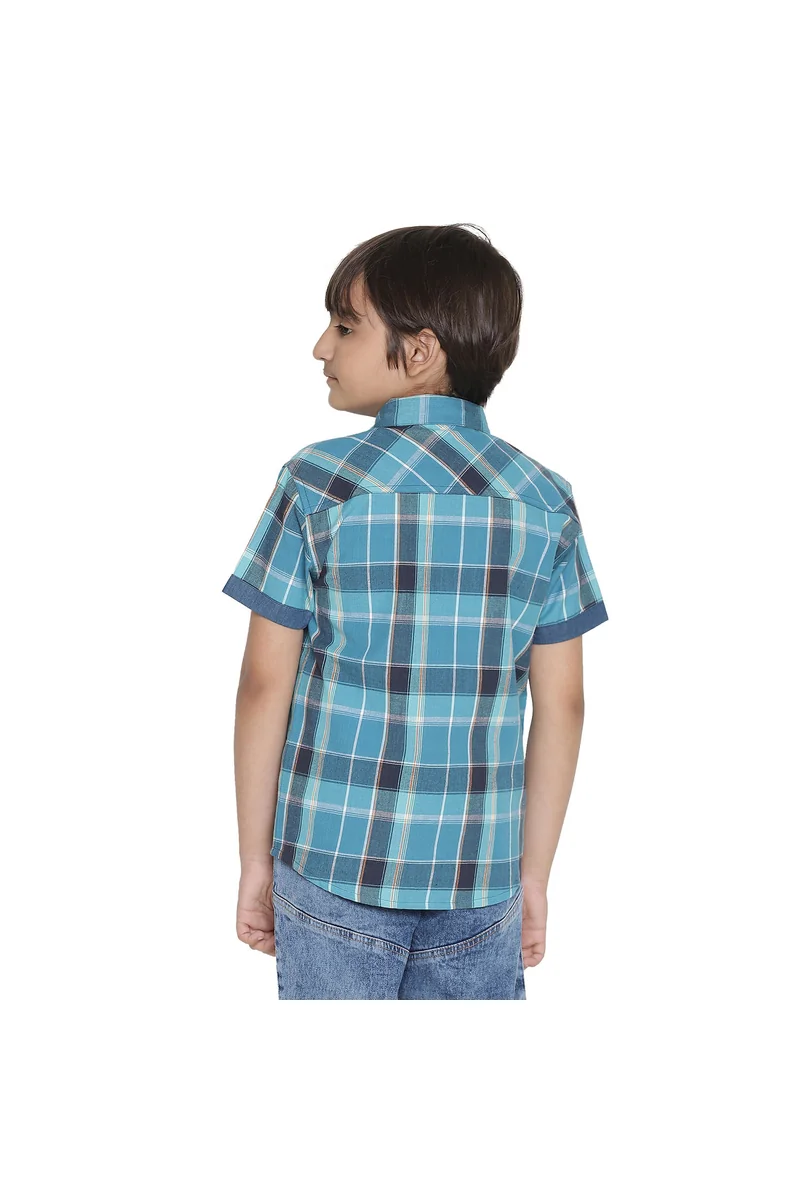 Spyby Boys Blue Check Print Shirt - 3