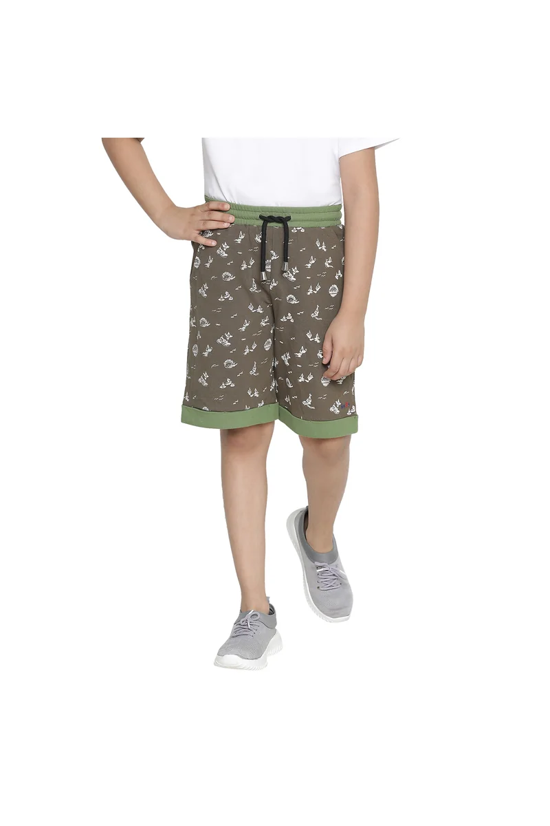 Spyby Boys Green Print Color Short