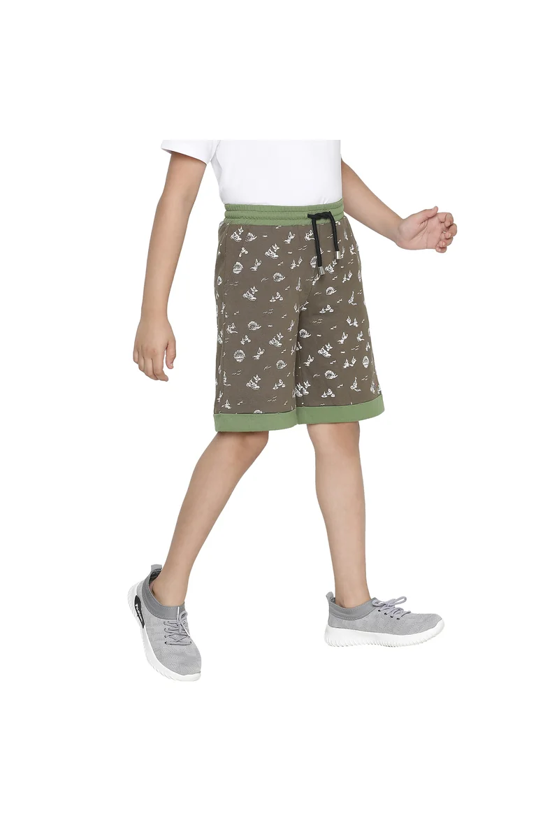 Spyby Boys Green Print Color Short - 2