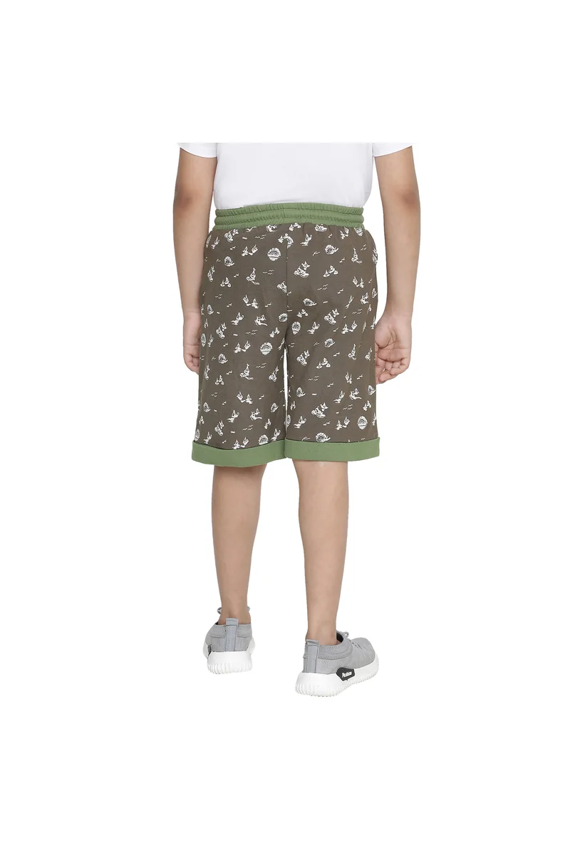 Spyby Boys Green Print Color Short - 3