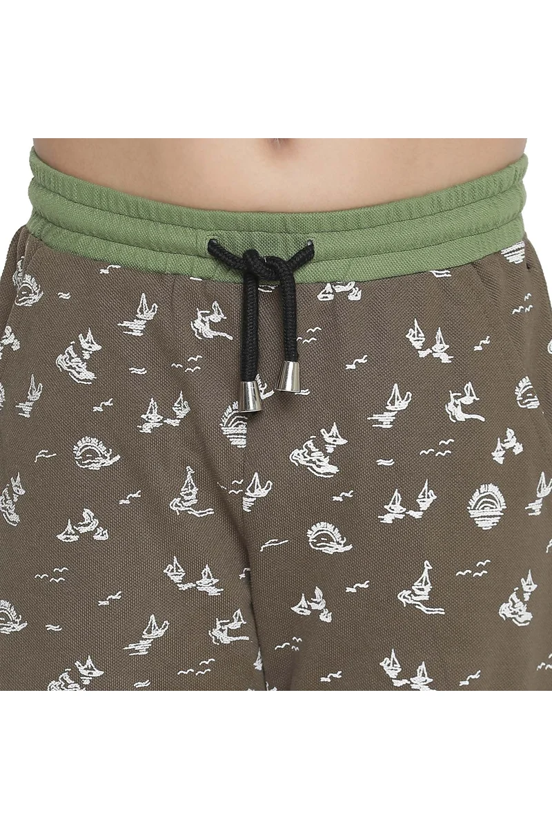 Spyby Boys Green Print Color Short - 5