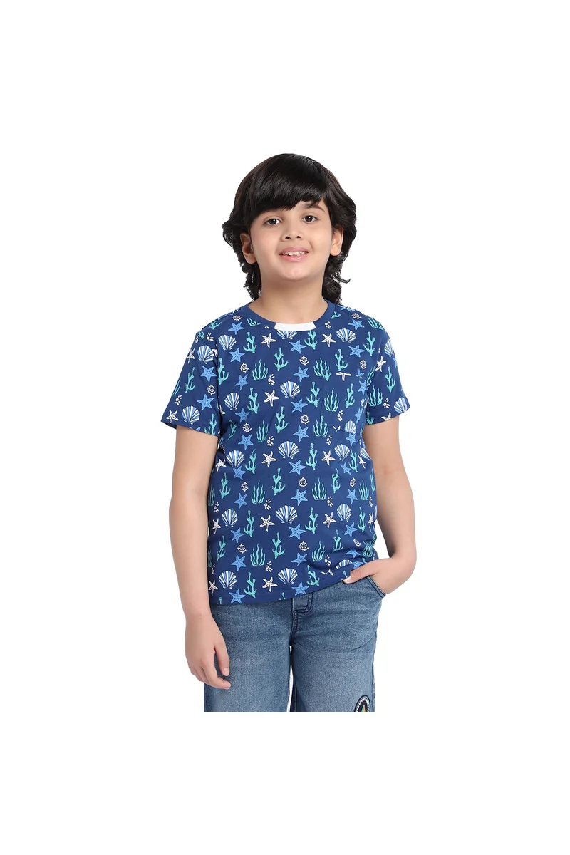 Spyby Boys Navy Blue Color T-Shirt