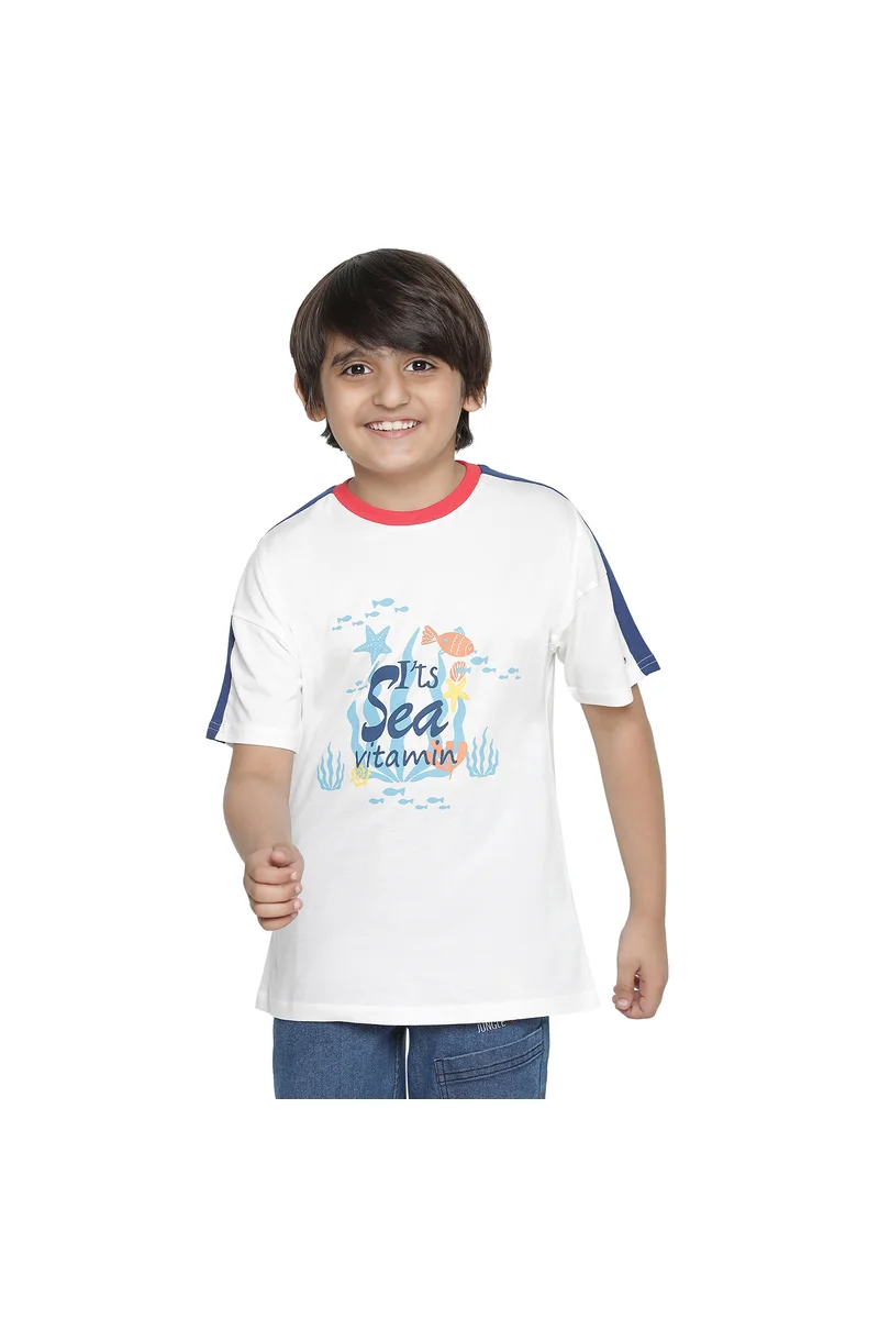 Spyby Boys White Color T-Shirt