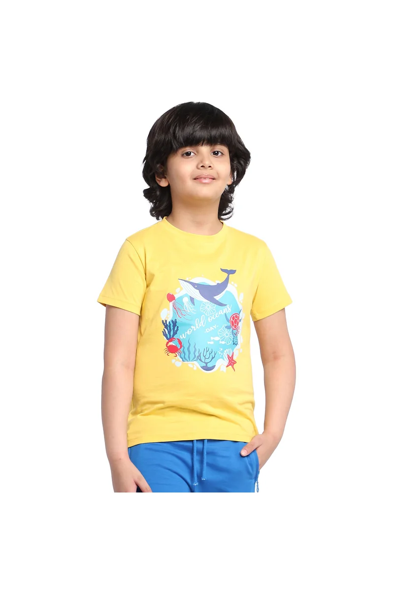 Spyby Boys Yellow Color T-Shirt