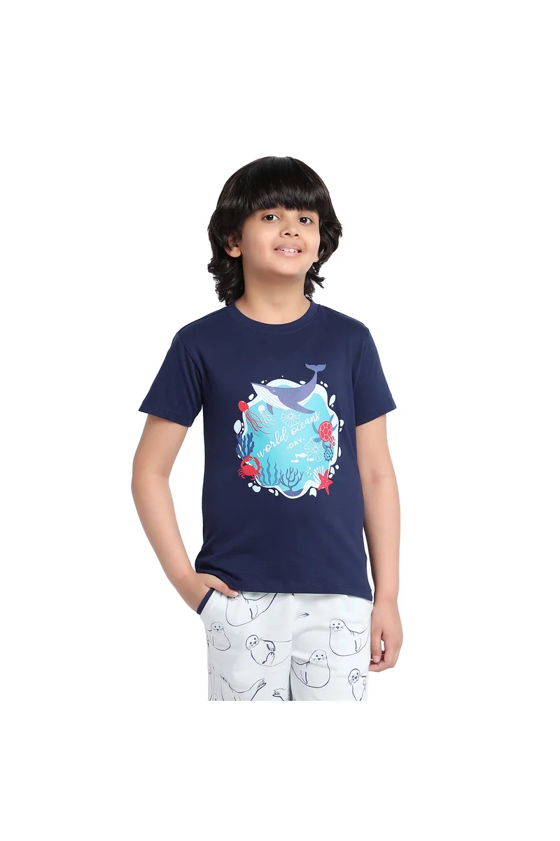Spyby Boys Navy Blue Color T-Shirt