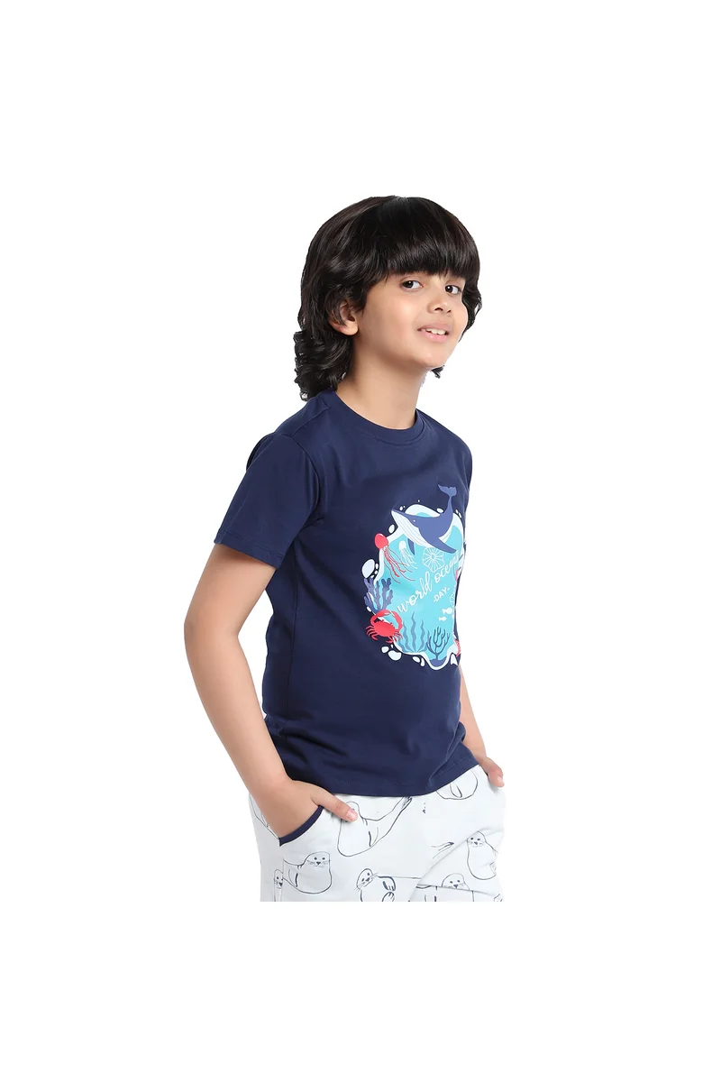 Spyby Boys Navy Blue Color T-Shirt - 3