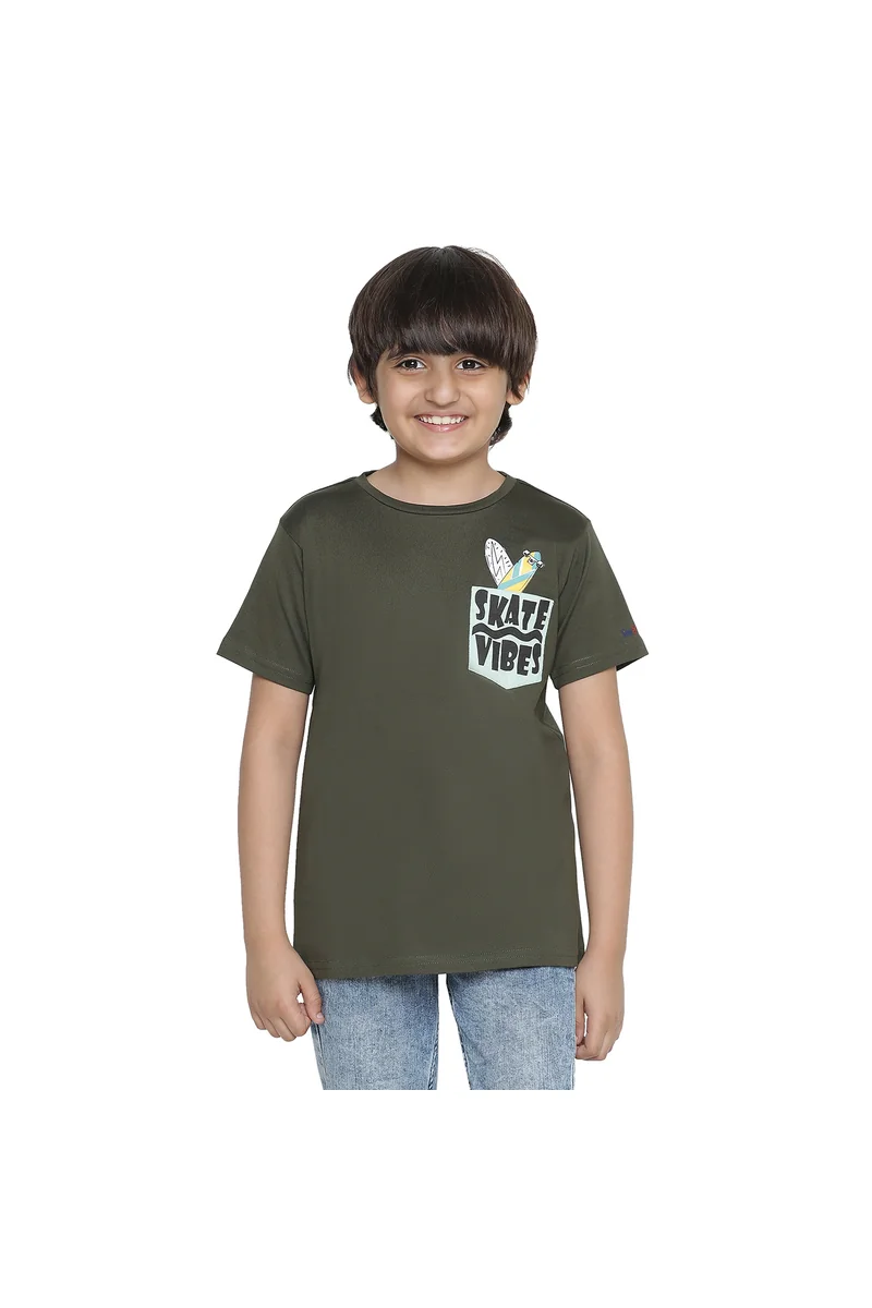 Spyby Boys Green Color T-Shirt