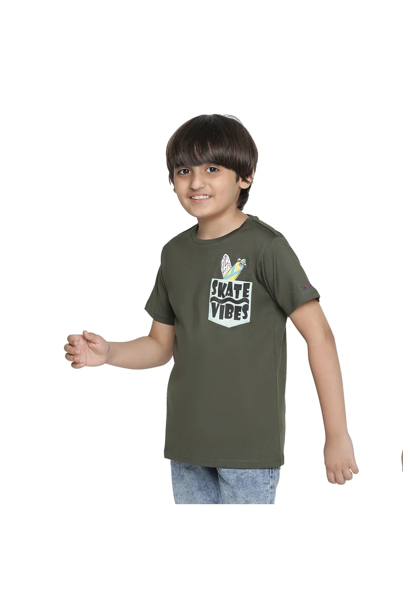 Spyby Boys Green Color T-Shirt - 2