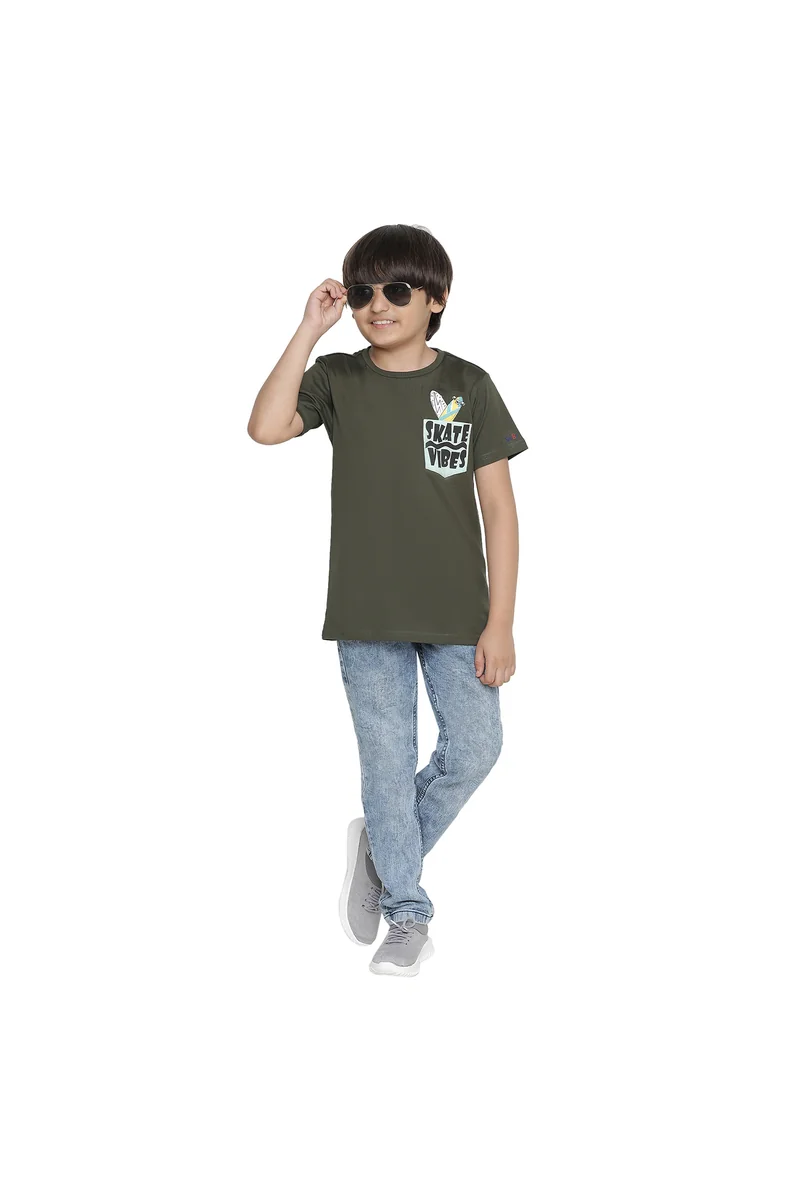 Spyby Boys Green Color T-Shirt - 4