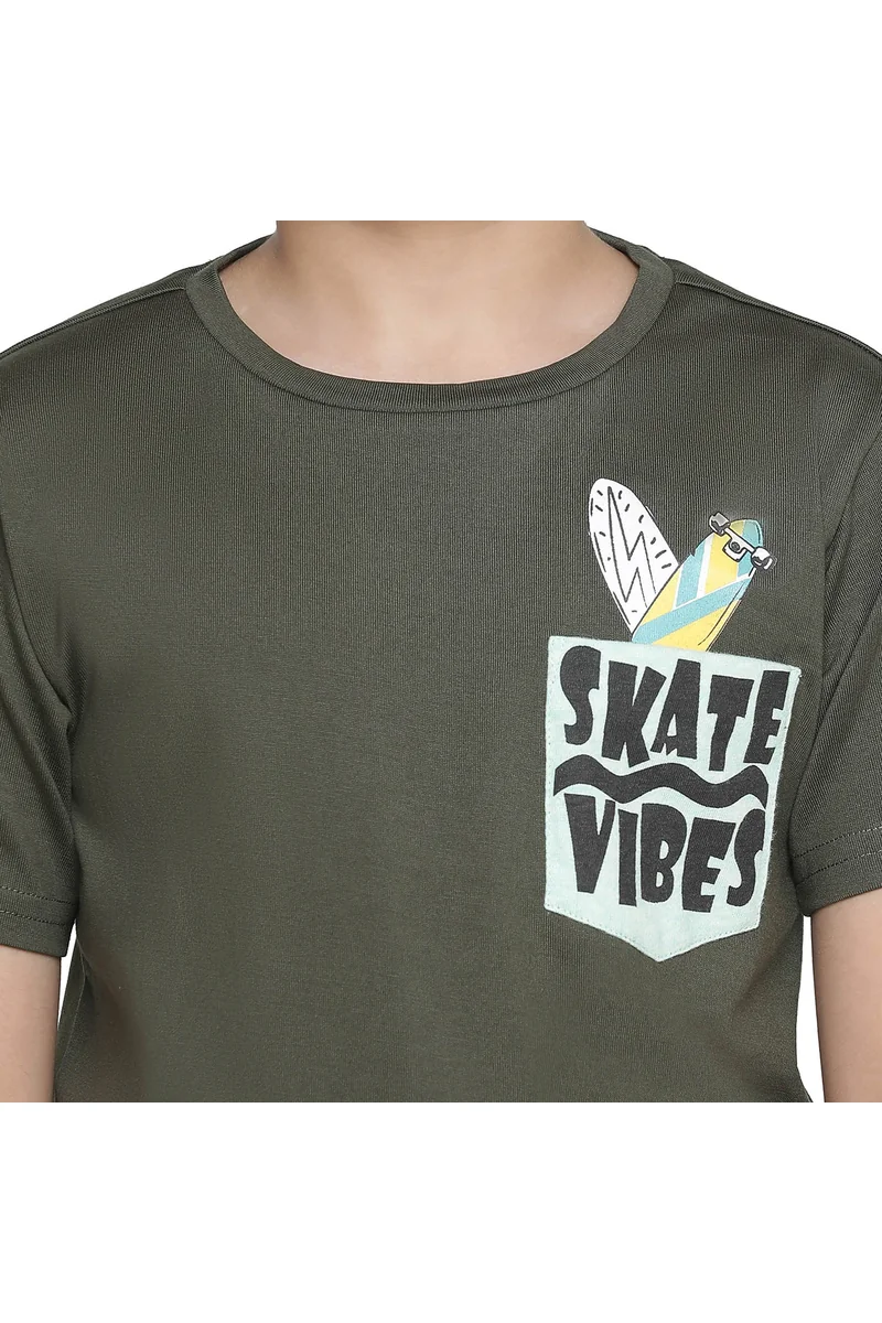 Spyby Boys Green Color T-Shirt - 5