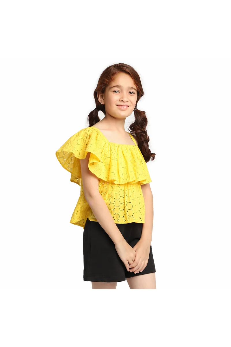 Spyby Girls Yellow Color Top - 3