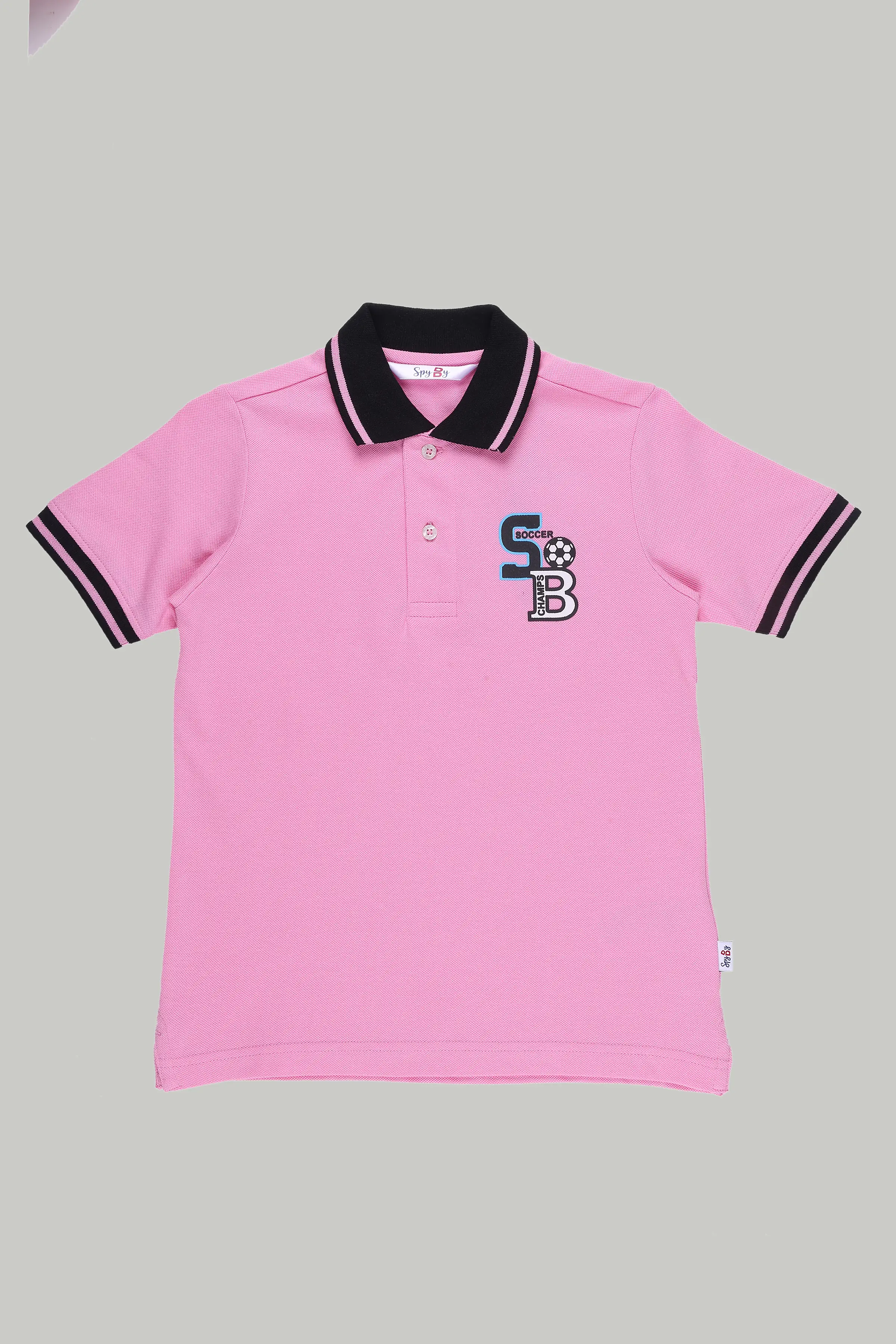 Spyby Boys Pink Color Polo T-Shirt