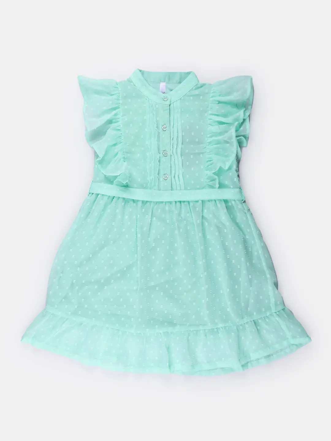 Spyby Girls Light Green Color Dress