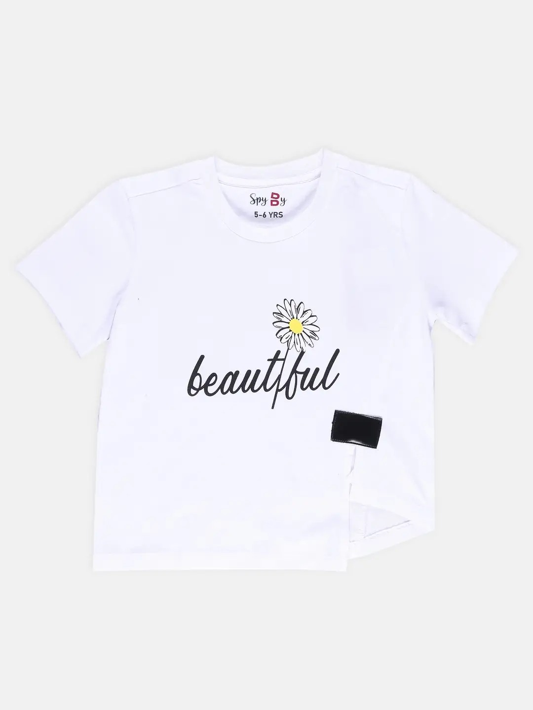 Spyby Girls White Color T-Shirt