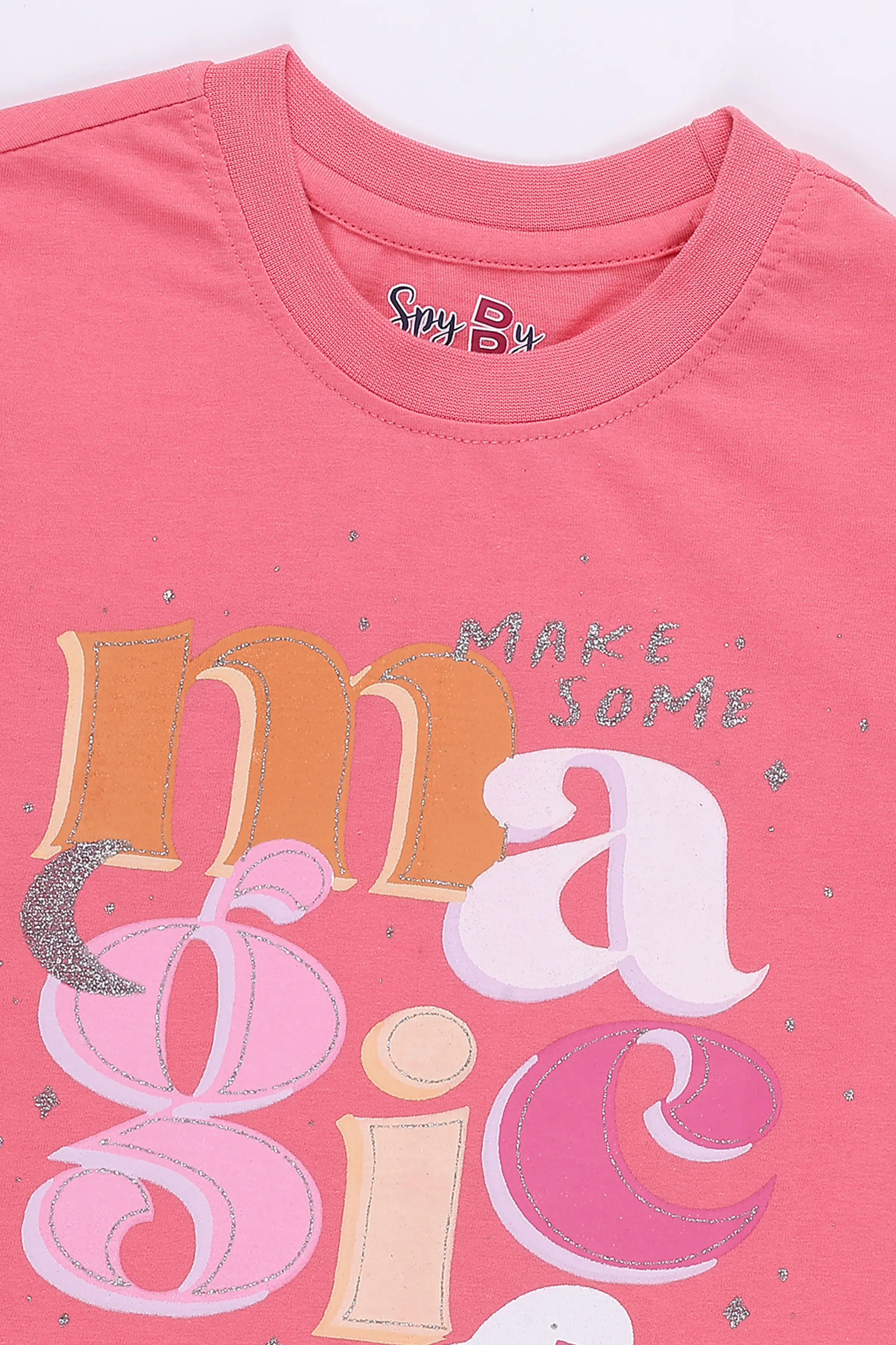 Spyby Girls Dark Peach Color T-Shirt - 2