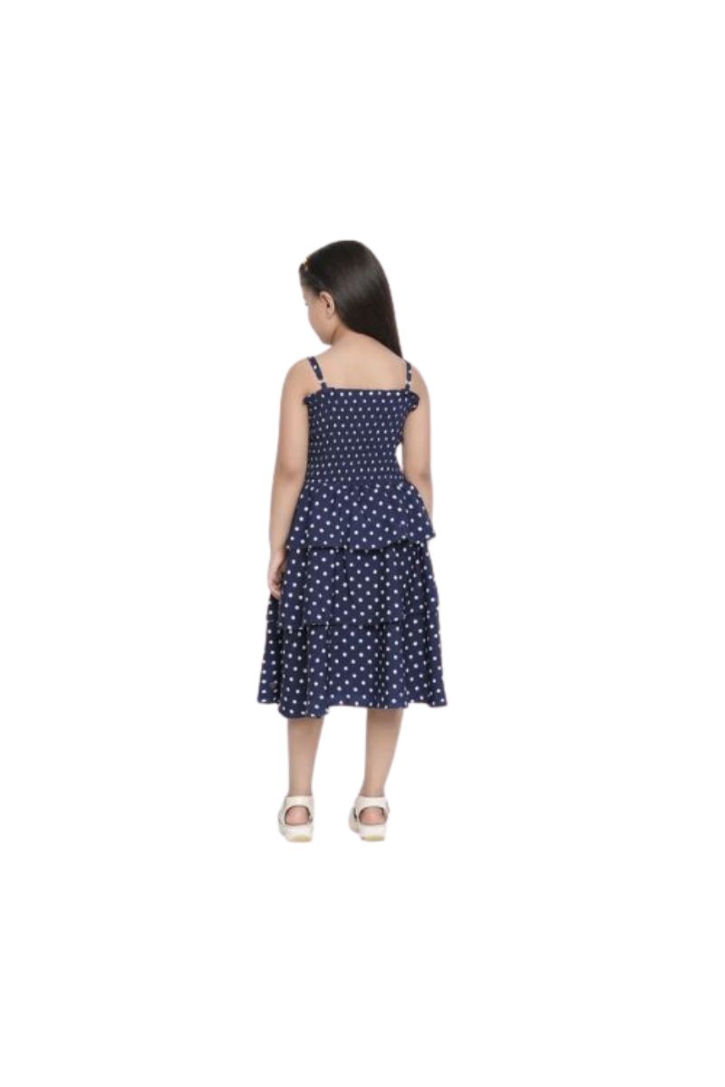 Spyby Girls Blue Color Polka Print Dress - 2